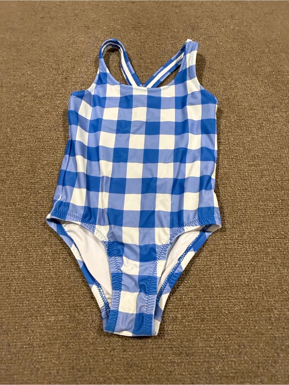 Primary Blue and White Gingham One-Piece Swimsuit